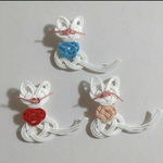 【再販】水引パーツ　おすわり猫　白　3個