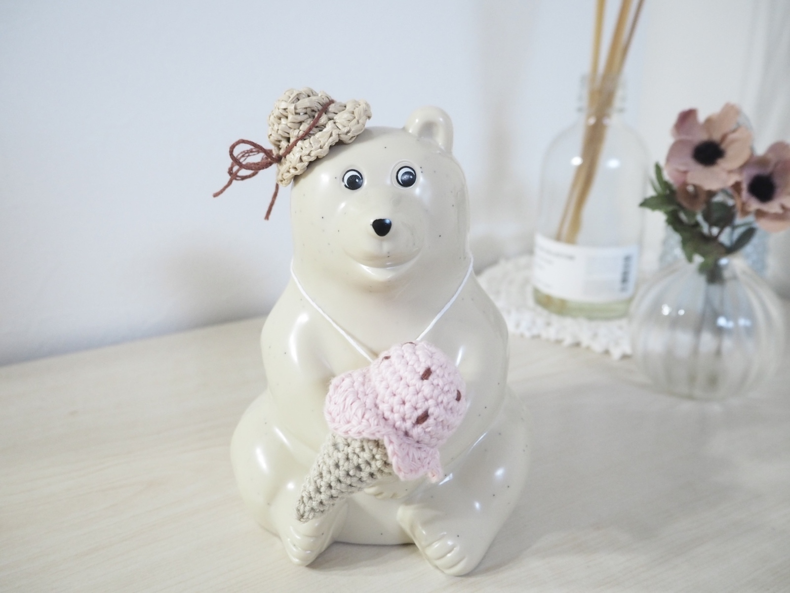 【みらい様　リクエスト】しろくま貯金箱　お花 みらい様 リクエスト】しろくま貯金箱 お花 （しろくま貯金箱の