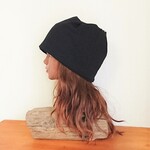  ストレッチコットン ✽ ビーニーキャップ【ブラック＆チャコールグレー】　
