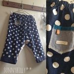 ●綿麻紺水玉×ワッシャーのサルエルパンツ●【sunnybilly】