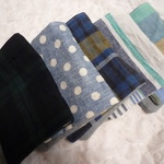 ハンドメイド*入学*園*ふかふかメンズシンプル５重ガーゼハンカチ５ｐブルー