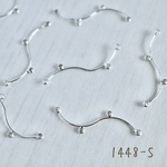 1448-S   コネクターチャーム　ウェーブ　4カン付き　シルバー　4個