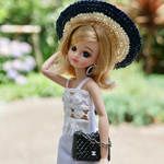 フリンジレーストップス＋リブパンツセットアップ白　1/6ドール用リカちゃん服アウトフィット