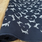 刺繍布＜full moon rabbit＞綿麻布30センチ　ネイビー