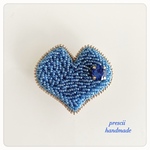 P様専用ページ Heart(wave・blue)ビーズ刺繍ブローチ