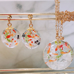 金魚 金魚鉢 水晶 ピアス ネックレス 天然石アクセサリー セット ネジバネイヤリング変更可能