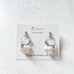 ◯＋plenty pierce (淡水パール×水晶)316サージカルステンレスピアス ノンホールピアス変更可