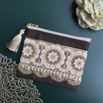インド刺繍リボン＊タッセルポーチ