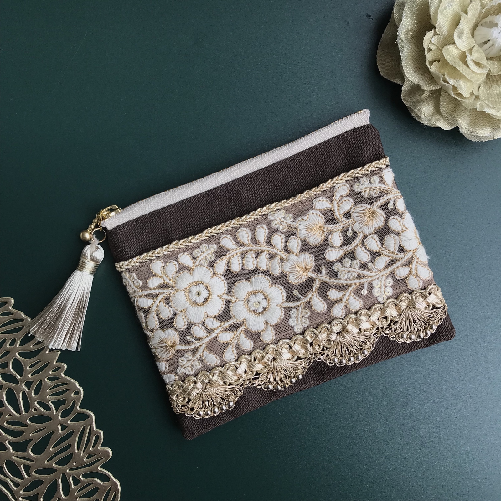 インド刺繍リボン＊巾着ポーチ - AZALIA | minne 国内最大級の