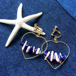 ハートフープ&ラピスラズリ珊瑚♡ イヤリングorピアス