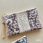 new💜インド刺繍リボン華やかポーチ classy purple✨用途いろいろ！