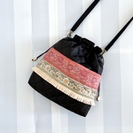 インド刺繍リボンの巾着バッグ