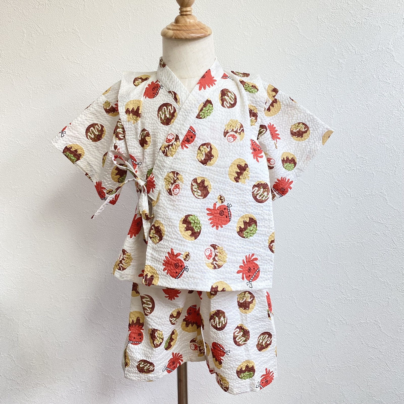 新品登場 100size】甚平 100サイズ キッズ 子供甚平 夏祭り たこやき柄 着物・浴衣・和小物
