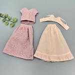 4点セット　くすみピンク　セットアップ　人形服　22cmドール　トップス　スカート　ドール服　リカちゃん　人形服