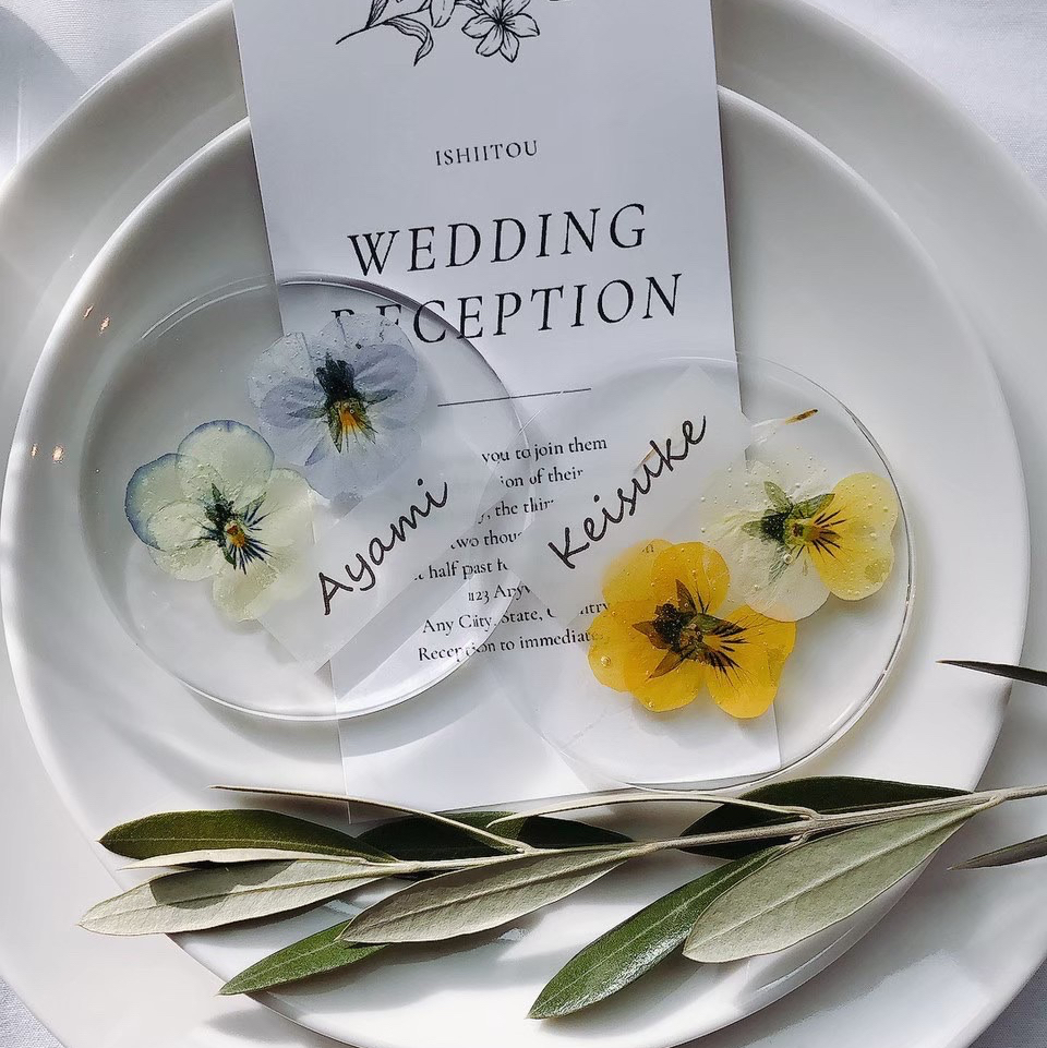 UVレジン　席札 UVライトのいらないレジンでできる！「ニュアンスデザイン」席札