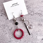 【red】silverアシンメトリーピアス(イヤリング)
