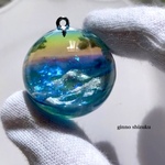 28㎜ 宝石のような日常の海　雲レジン　316L 刻印入りカニカンチャーム　サージカルステンレス　アレルギー対応