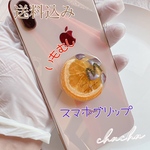 スマホグリップ　レジン　ハンドメイド ドライフルーツといもむし 毛虫 M