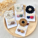 ♡新作♡ ❁BABY❁ヘアクリップ3点セット・ベージュ❁ベビーヘアピン❁キッズヘアピン❁ナチュラル❁お花❁レース❁かぎ針編み❁マーガレット❁ハート