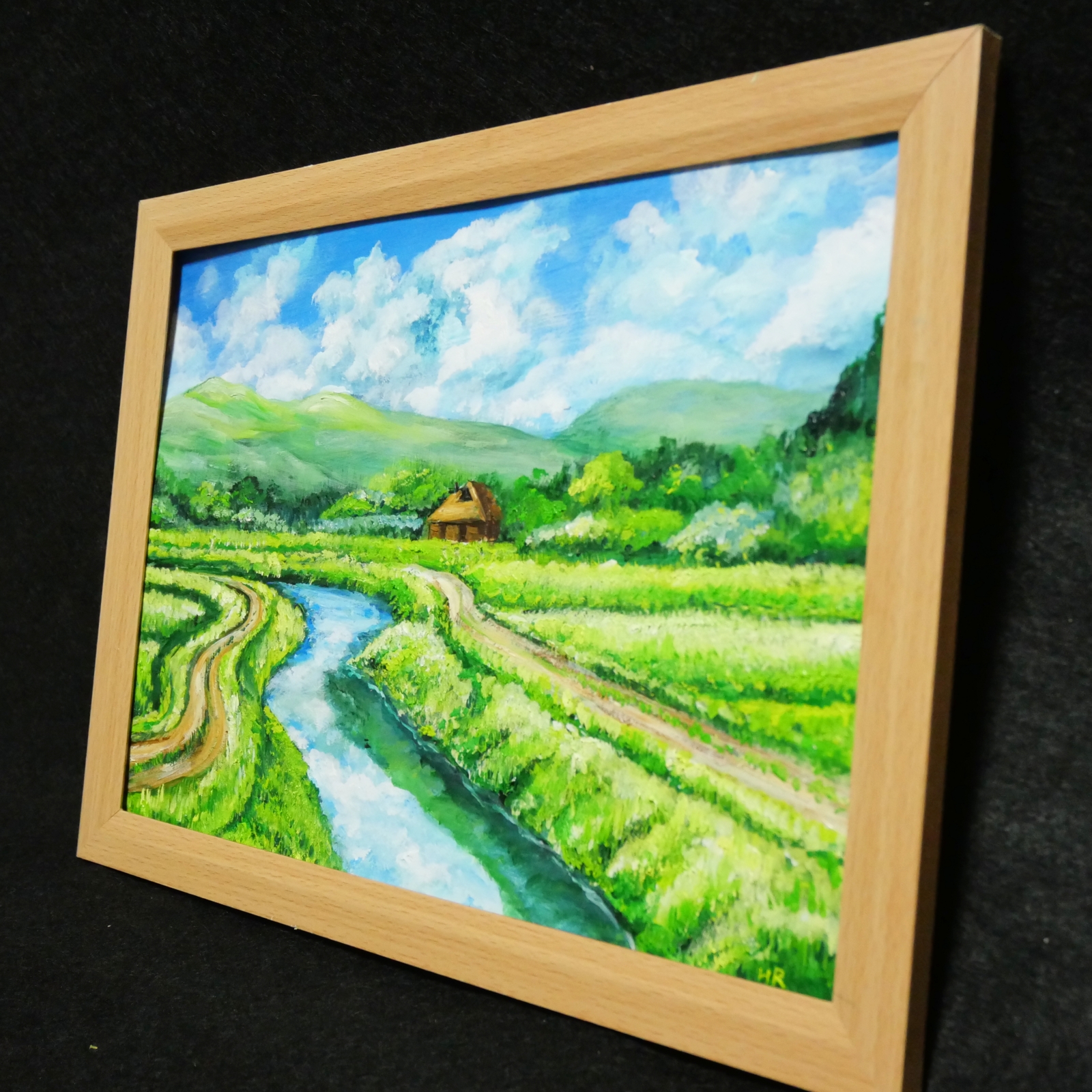 田舎の風景 油彩画 二つのパネル 田舎の風景 油彩画 二つのパネル 田舎の風景 油彩画 二つのパネル