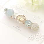 ◯と蝶と花〜ice green〜/バレッタ/ヘアクリップ／大きいバレッタ