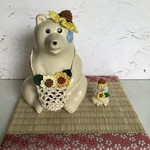 🐻‍❄️🌻北欧白くま貯金箱　&  ガチャガチャしろくまミニお着替え５点セット（🌻ひまわり）