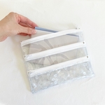 【 3ポケット】きらきら ビニールポーチ マルチケース 通帳ケース 母子手帳ケース ドット