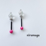 bubble beads＊passion pink pierce