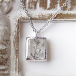 天然石 四角デンドリティッククォーツネックレス     silver925 / 45cm / 植物 / 着けっぱなしOK /  サージカルステンレスチェーン