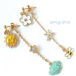 saly☆揺れるお花と太陽さん雲さんのピアス