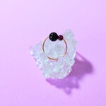【再販】モリオンとガーネット 天然石 オープン ピンキーリング