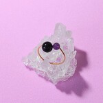 モリオンとアメジスト 天然石 オープン ピンキーリング