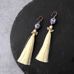 陶花とロングタッセルのピアス/イヤリング