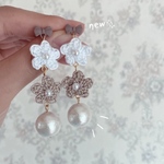 レトロリボンなお花ピアス