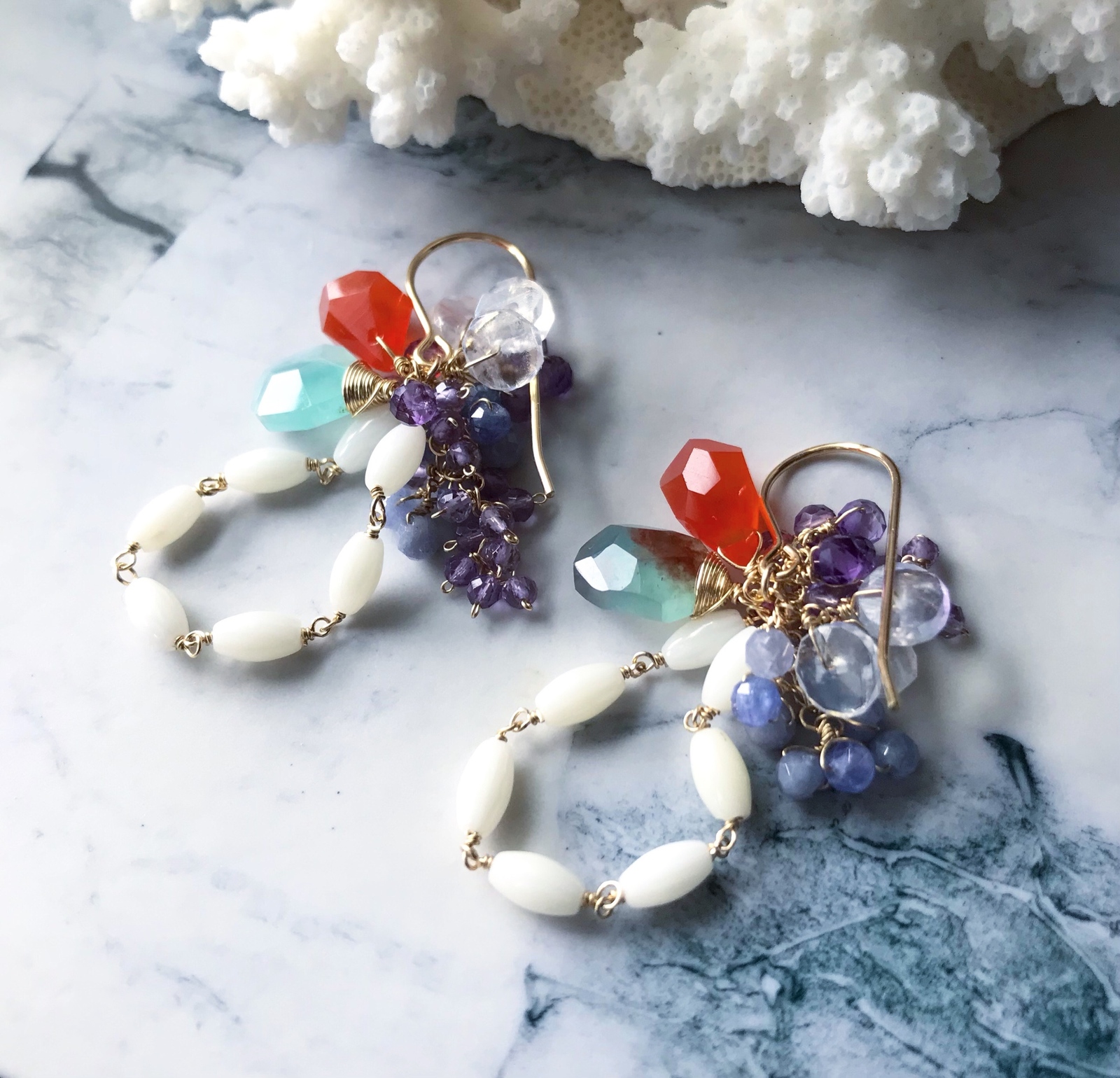 【Unique】大粒アクアプレーズ☆天然石ピアス Unique】大粒アクアプレーズ☆天然石ピアス