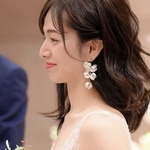 ME111  花 大ぶり 小枝　結婚式イヤリング 　ウェディングアクセサリー　ブライダルイヤリング　ゴールド　ウェディングイヤリング ピアス 　前撮り　和装