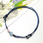 K様＜オーダー品＞天然石コードアンクレット　アクアマリン＆ピンクカルセドニー