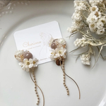 ゆらゆら フラワー×パール×レジン×ドライフラワー イヤリング ピアス アクセサリー ブライダル 結婚式