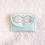 インド刺繍リボンの保温•保冷ポーチ(ミント)