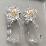 N15.クリア　フラワー　フープ　イヤリング