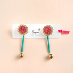 ✺ ビーズ刺繍 ✺ lollipop pierce earring (neon pink × green)