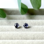 アイオライト×シルバー　シンプルスクエアピアス