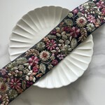 インド刺繍リボン【g-0015】/ブラック×グリーン