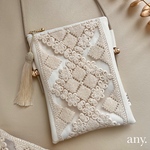 【受注制作🪡】インド刺繍リボンスマホポシェット ivory🤍スマホショルダー お散歩ショルダー サコッシュ　再販16！