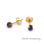 420【サファイア】天然石一粒ピアス＊4mm＊サージカルステンレス