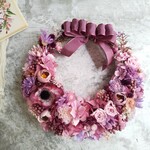 【summer SALE】Jolie botanique＜framboises＞＊ハーフムーンリース＊三日月リース＊フラワーリース＊夏＊秋＊プリザーブドフラワー＊お花＊ギフト＊結婚祝い＊新築祝い