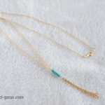 14kgf*スリーピングビューティー ターコイズ タッセル ロング ネックレス