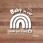 ベビーインカー　REC キッズインカー　虹　レインボー＆ドラレコ　カッティングステッカー　ドラレコレコーダー　ドラレコステッカー