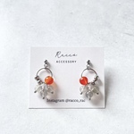◯＋plenty pierce (カーネリアン×ラブラドライト)316サージカルステンレスピアス ノンホールピアス変更可