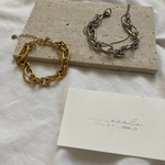 ーlayered chain braceletー　サージカルステンレス　チェーンネックレス　チェーンブレスレット　ボリュームチェーン　大ぶりアクセサリー　個性的アクセサリーステンレス　ボールチェーン